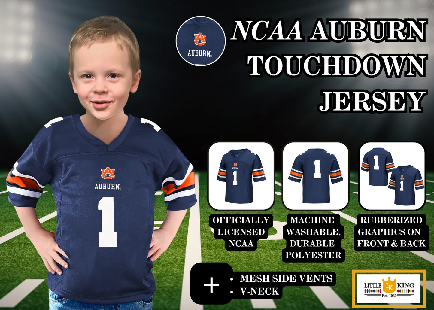 Little King NCAA Toddler-Touchdown Pass-Team Football Jersey-Sizes