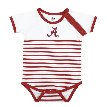 Little King NCAA Striped Bodysuit with Shoulder Snap and Embroidered Logo