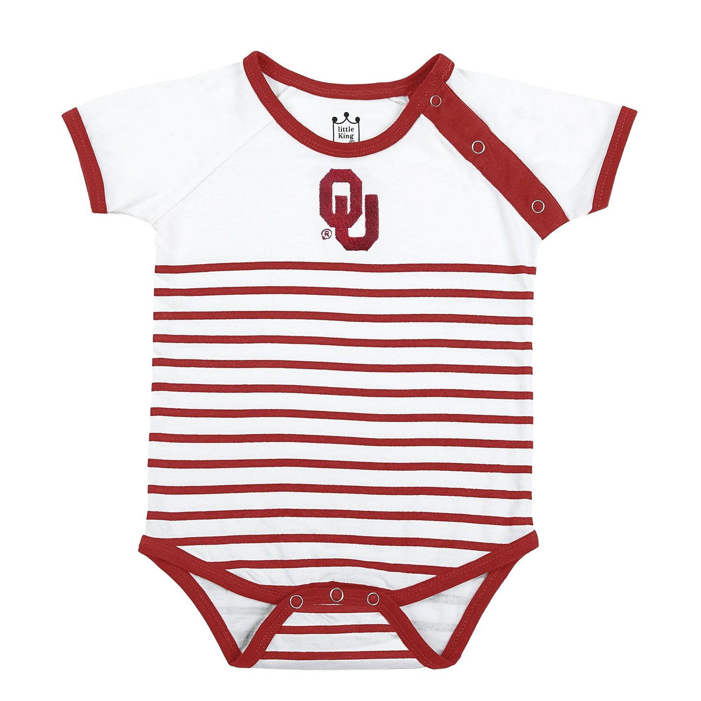 Little King NCAA Striped Bodysuit with Shoulder Snap and Embroidered Logo