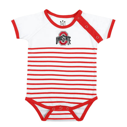 Little King NCAA Striped Bodysuit with Shoulder Snap and Embroidered Logo