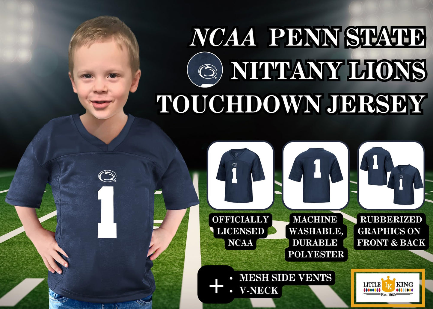 Little King NCAA Toddler-Touchdown Pass-Team Football Jersey-Sizes