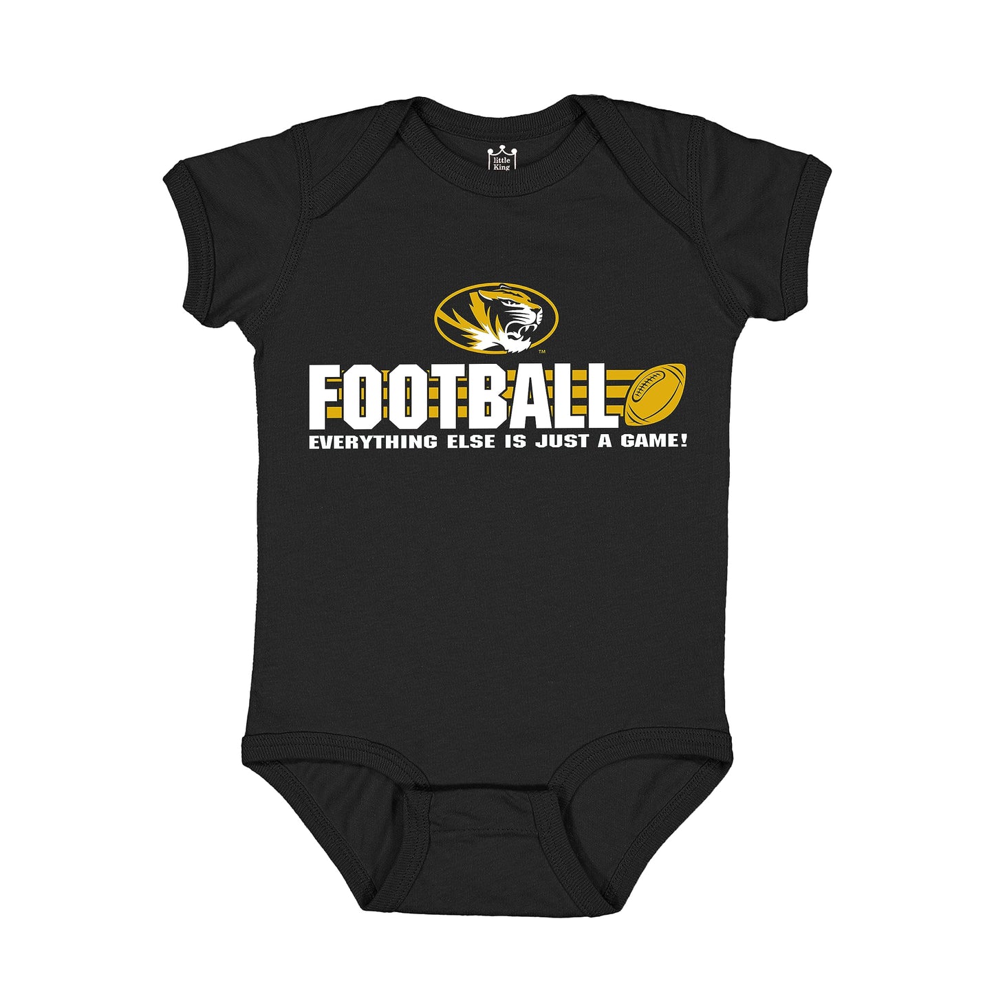 Little King NCAA Short Sleeve College Football Onesie Bodysuit-100% Cotton