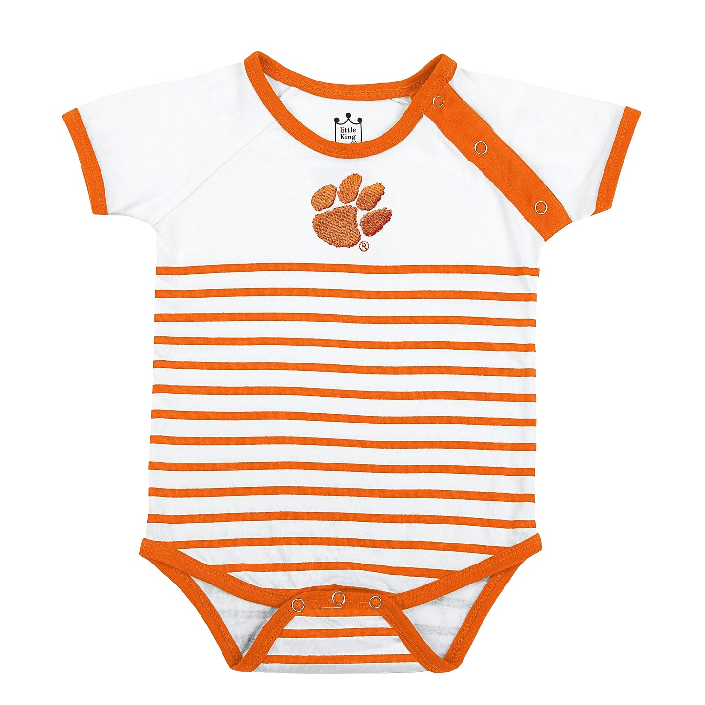 Little King NCAA Striped Bodysuit with Shoulder Snap and Embroidered Logo