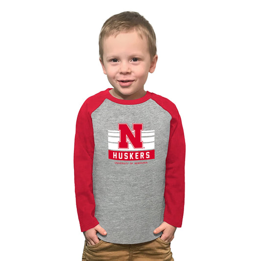 Little King NCAA Toddler Long Sleeve Raglan T Shirt-Team Logo-Team Colors