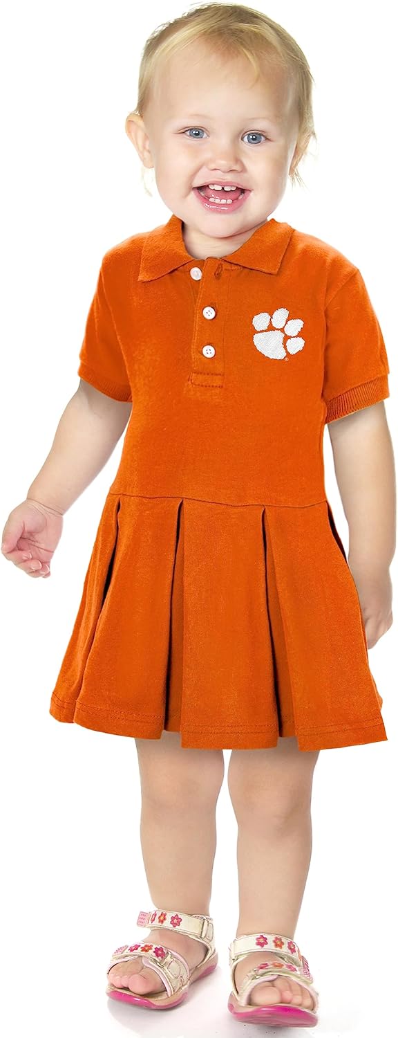 Little King NCAA Short Sleeve Infant and Toddler Girls Polo Dress-100% Cotton-Newborn and Infant