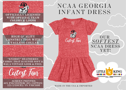 Little King NCAA Infant Girls Knobby Dress-Cutest Fan-Sizes 6 Months, 12 Months and 18 Months