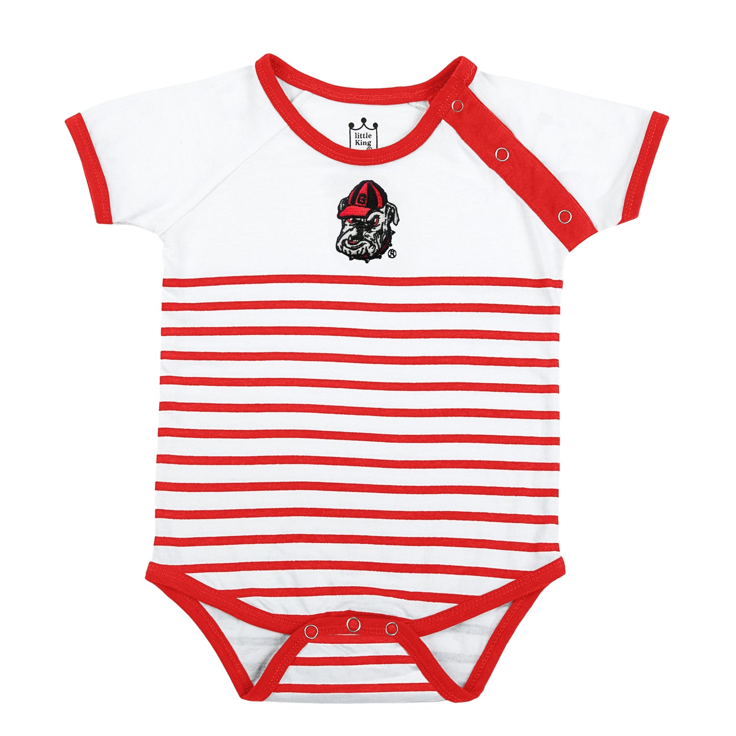 Little King NCAA Striped Bodysuit with Shoulder Snap and Embroidered Logo -Infant Sizes 0-3M 6M 12M 18M