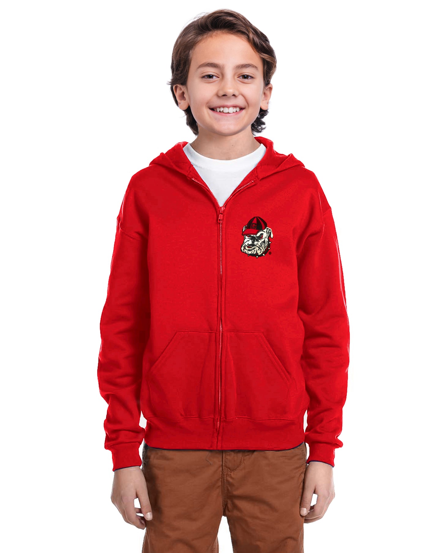 Little King NCAA Youth Boys Teen Full Zip Cotton Fleece Hoodie Sweatshirt with Embroidered Team Logo