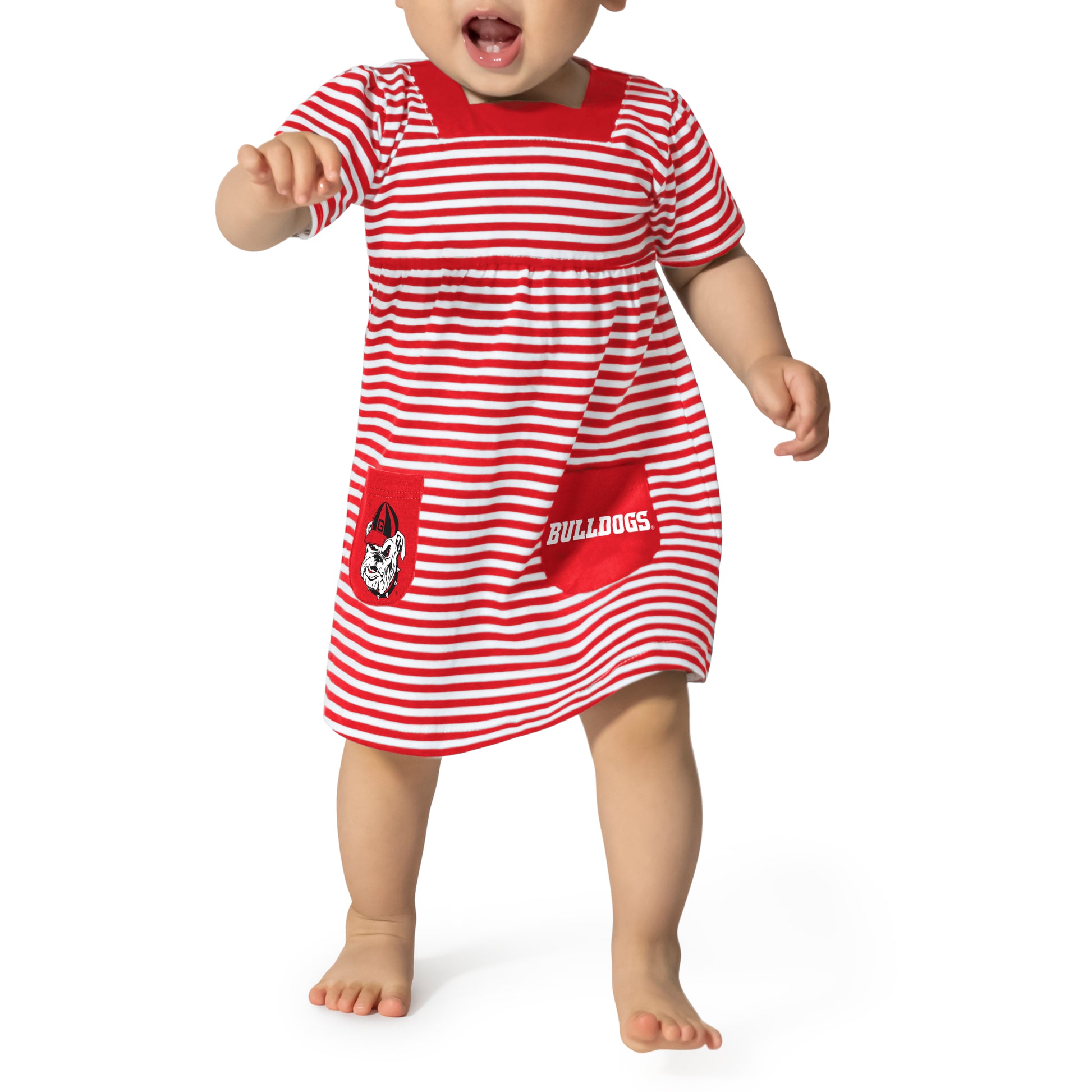 Georgia Infant Girls Striped Dress with Pockets - Little King Georgia Infant Girls Striped Dress with Pockets - Little King