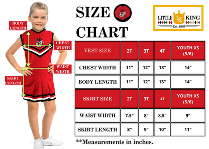 Little King NCAA Toddler/Youth Girls Team 2 Piece Cheer Dress-Sizes 2T 3T 4T 6