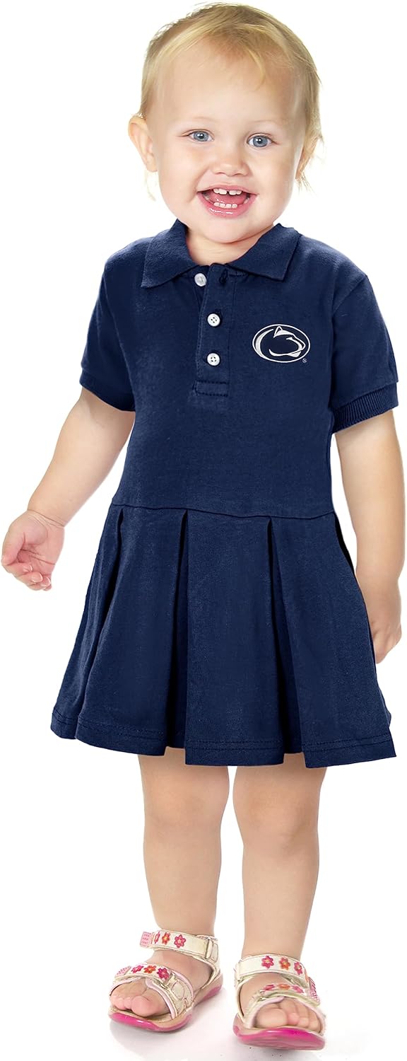 Little King NCAA Short Sleeve Infant and Toddler Girls Polo Dress-100% Cotton-Newborn and Infant