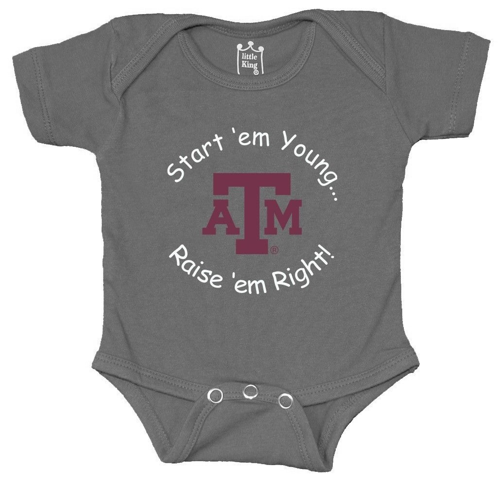 Little King NCAA Short Sleeve-Raise Em Right Bodysuit Romper-Infant Sizes 0-3M 6M 12M 18M