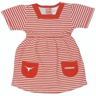 Little King NCAA Toddler Girls Short Sleeve Striped Dress with Pockets-100% Cotton-Sizes 2T 3T 4T