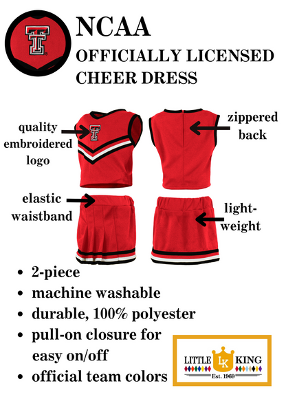 Little King NCAA Toddler/Youth Girls Team 2 Piece Cheer Dress-Sizes 2T 3T 4T 6