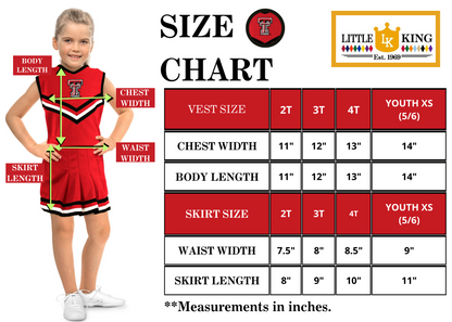 Little King NCAA Toddler/Youth Girls Team 2 Piece Cheer Dress-Sizes 2T 3T 4T 6