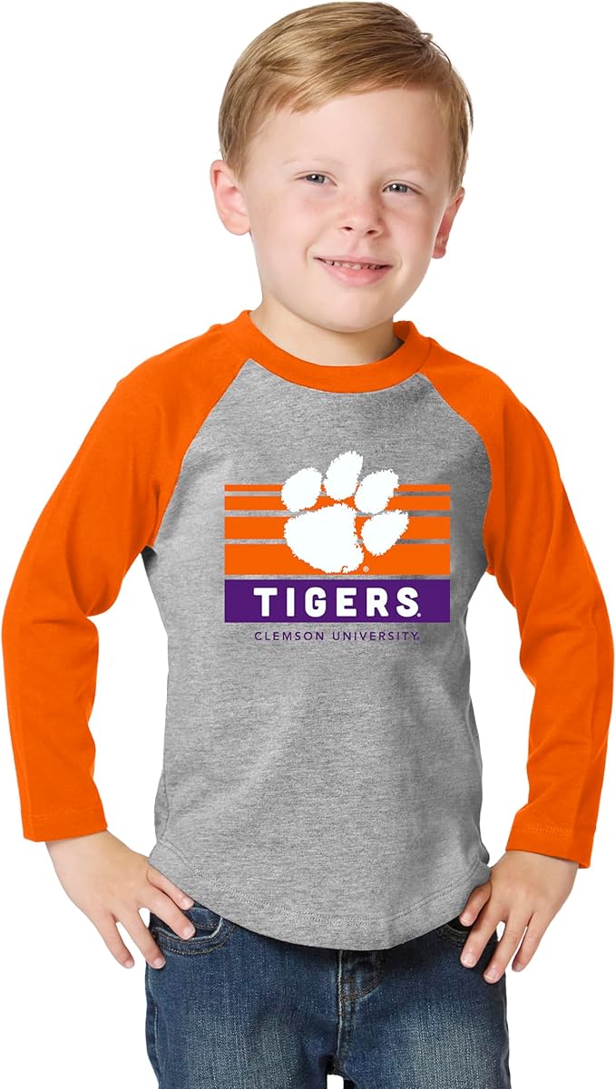 Little King NCAA Toddler Long Sleeve Raglan T Shirt-Team Logo-Team Colors