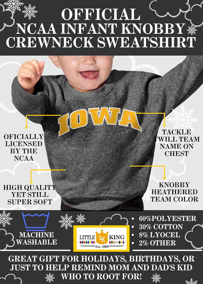 Little King NCAA Infant Boys and Girls Crewneck Knobby Sweatshirt With Tackle Twill Letters-Team Colors 6M 12M 18M