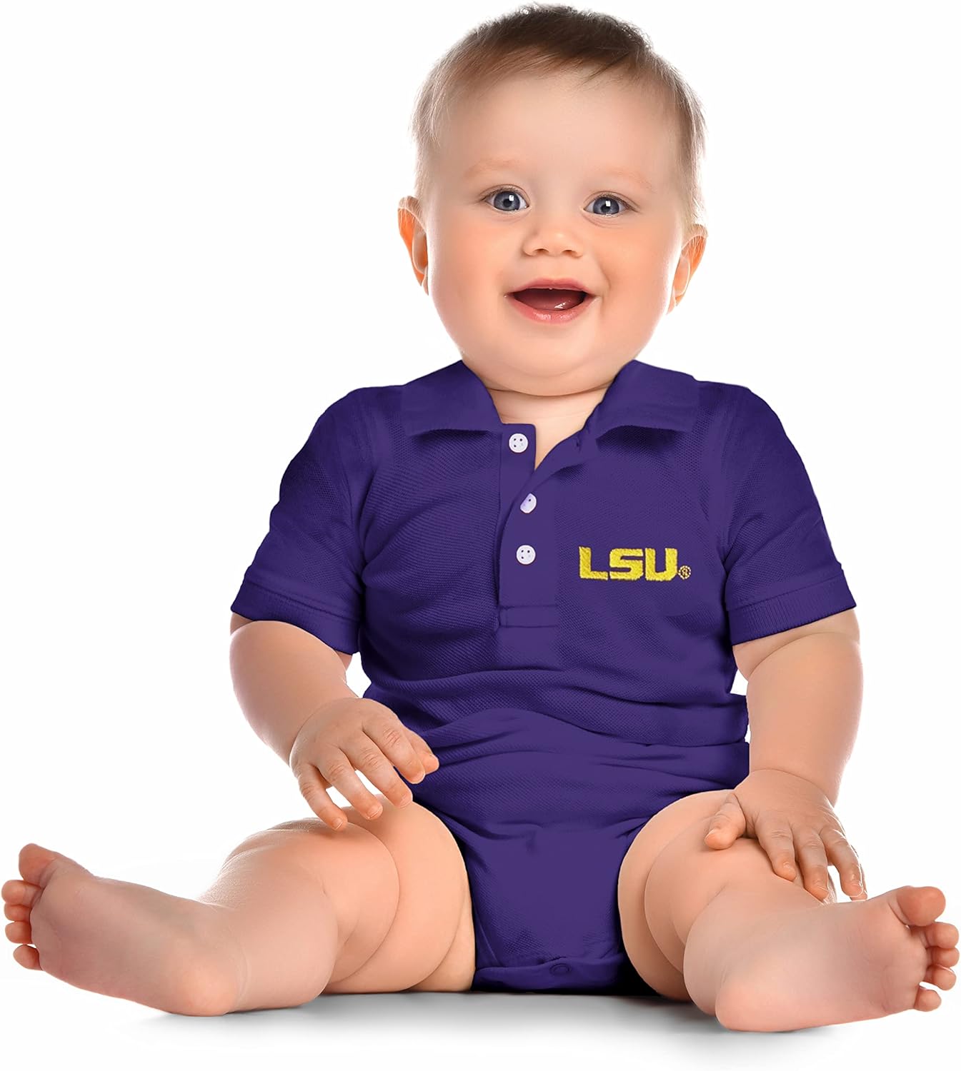 Little King NCAA Short Sleeve Polo Bodysuit Romper - Newborn and Infant Sizes