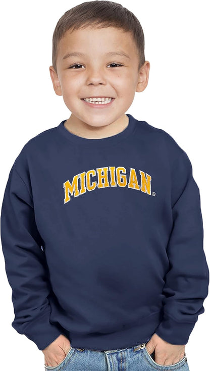 Little King NCAA Toddler Boys and Girls Crewneck Sweatshirt With Tackle Twill Letters-Team Colors