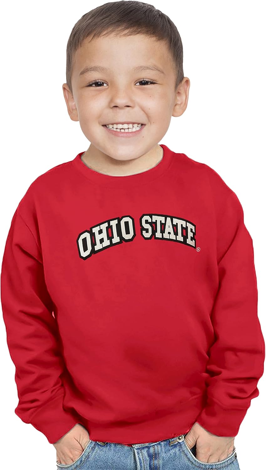 Little King NCAA Toddler Boys and Girls Crewneck Sweatshirt With Tackle Twill Letters-Team Colors