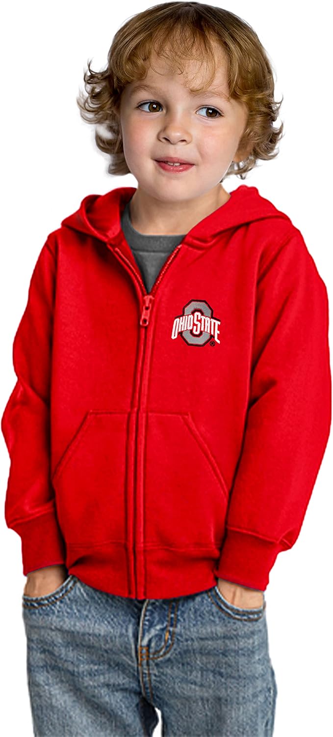 Little King NCAA Boys/Girls Toddler Full Zip Fleece Hoodie Sweatshirt with Embroidered Team Logo